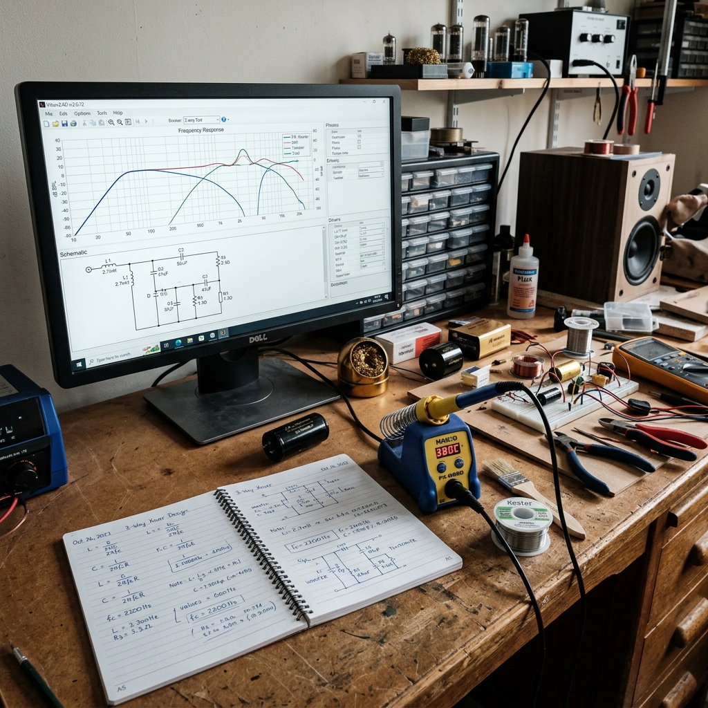 VituixCAD and crossover sizing in a DIY audio workshop